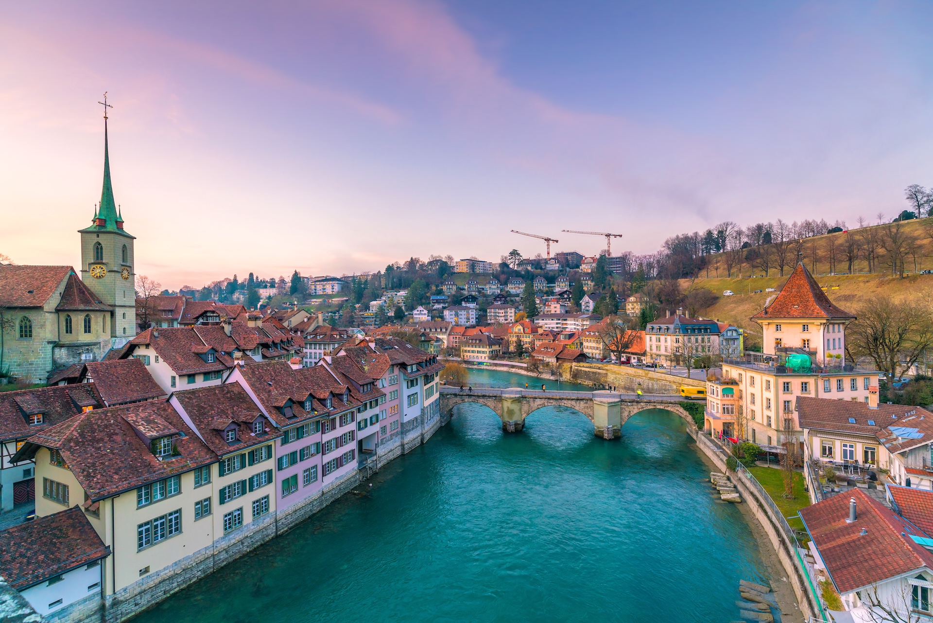 Old Town of Bern, capital of Switzerland in Europe at twilight